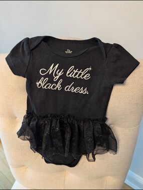 Baby Starters Onesie Black With Tulle 'My little black dress' Bodysuit 9 Months